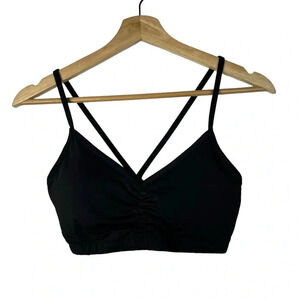 Handful Black Cross Back Padded Athletic Sports Bra Top M
